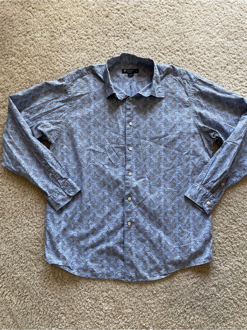 Daniel Cremieux Blue Paisley Long-Sleeve Dress Shirt